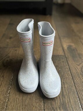 Hunter Kids White Glitter Rain Boots